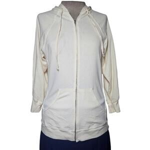 Cream Cotton Full Zip Hoodie Size Small